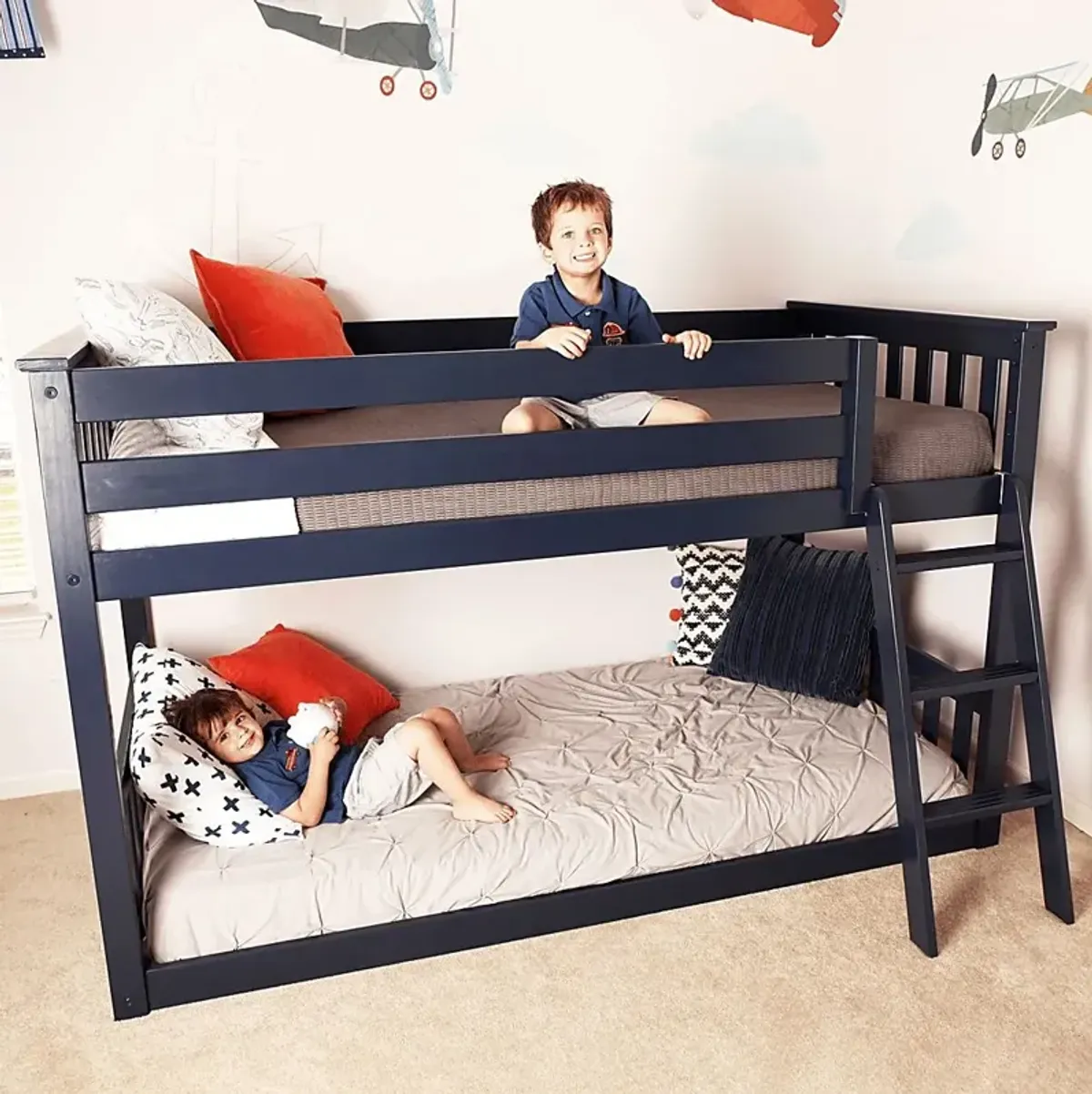 Kids Imonie Blue Twin/Twin Low Bunk Bed