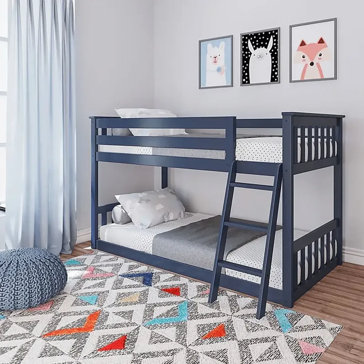 Kids Imonie Blue Twin/Twin Low Bunk Bed