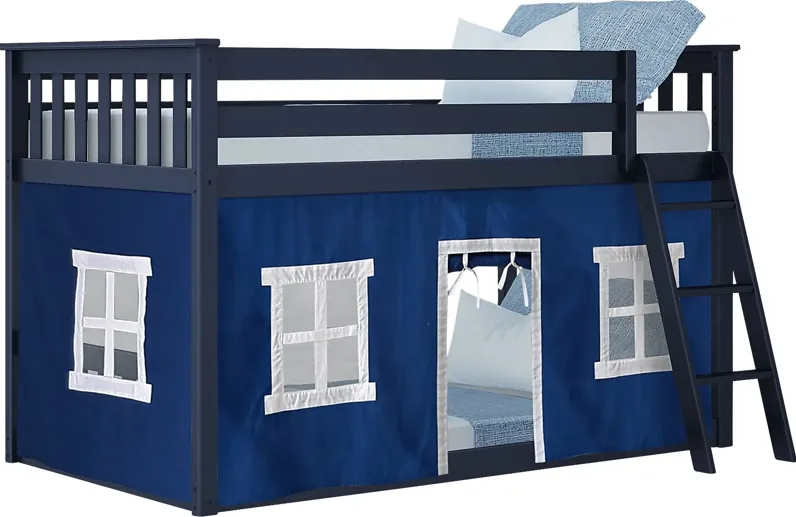 Kids Thorsten Blue Twin/Twin Low Bunk Bed with Blue Tent