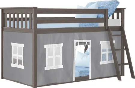 Kids Thorsten Brown Twin/Twin Low Bunk Bed with Gray Tent