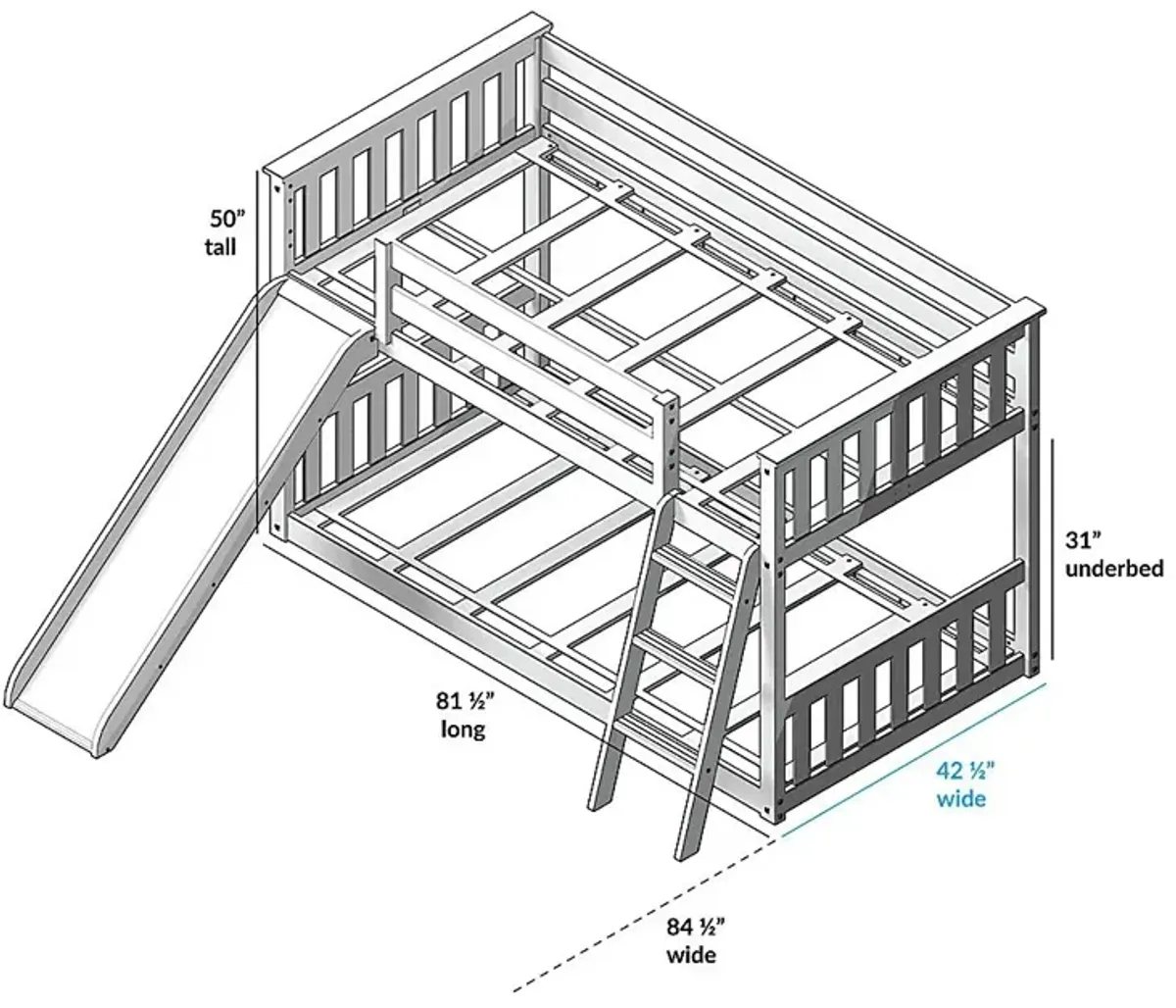 Kids Aalam Gray Twin/Twin Low Bunk Bed