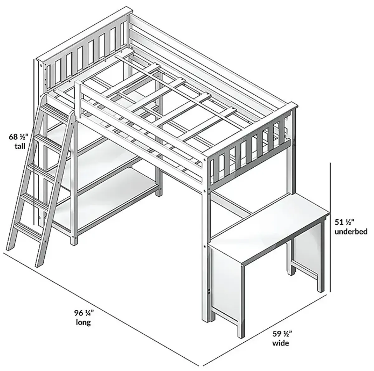 Kids Bentonbrook White Twin High Loft Bed