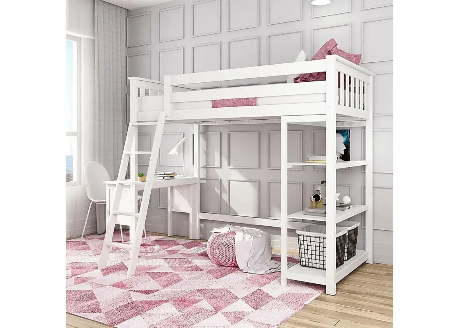 Kids Bentonbrook White Twin High Loft Bed