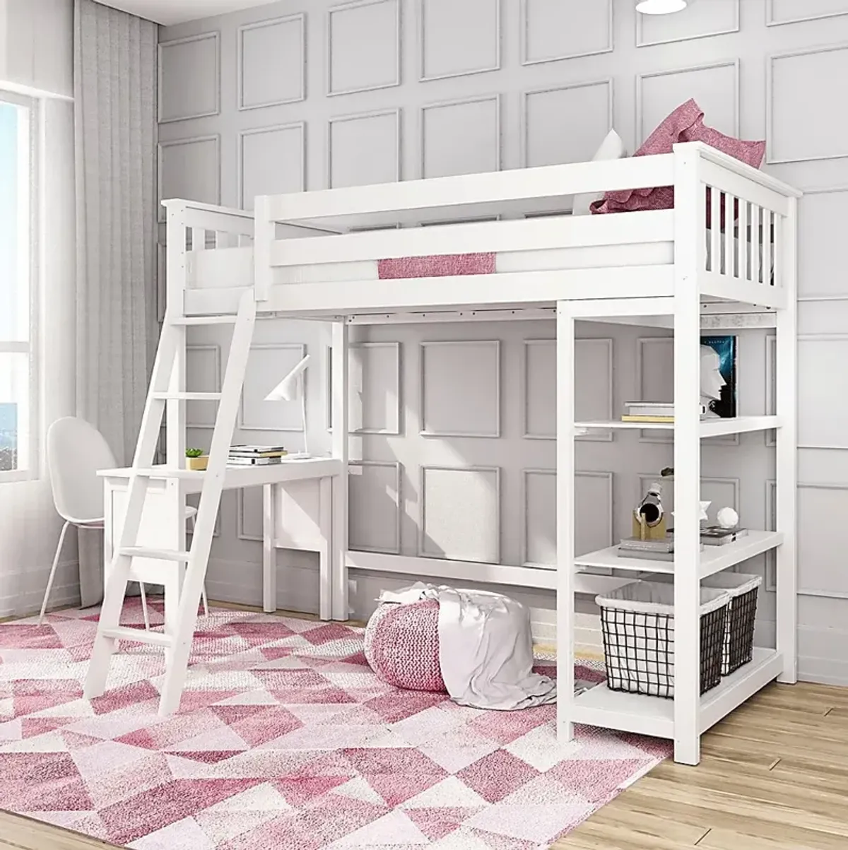 Kids Bentonbrook White Twin High Loft Bed