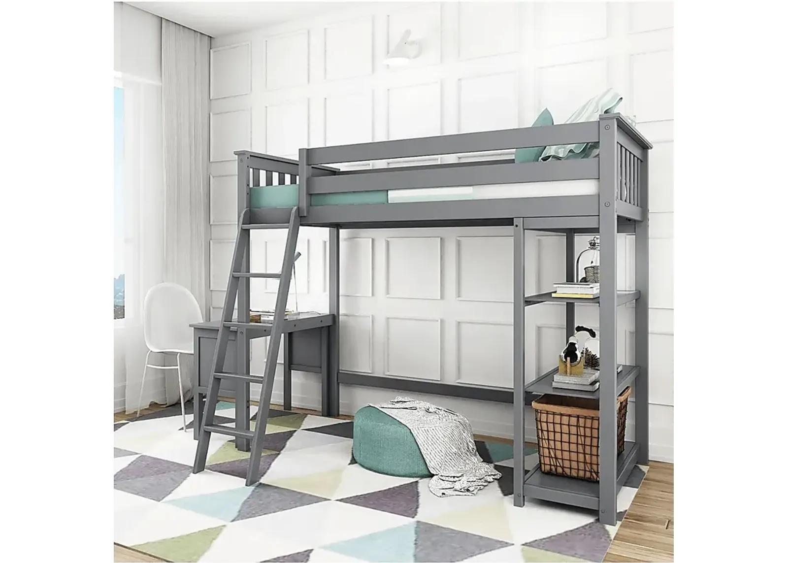 Kids Bentonbrook Gray Twin High Loft Bed