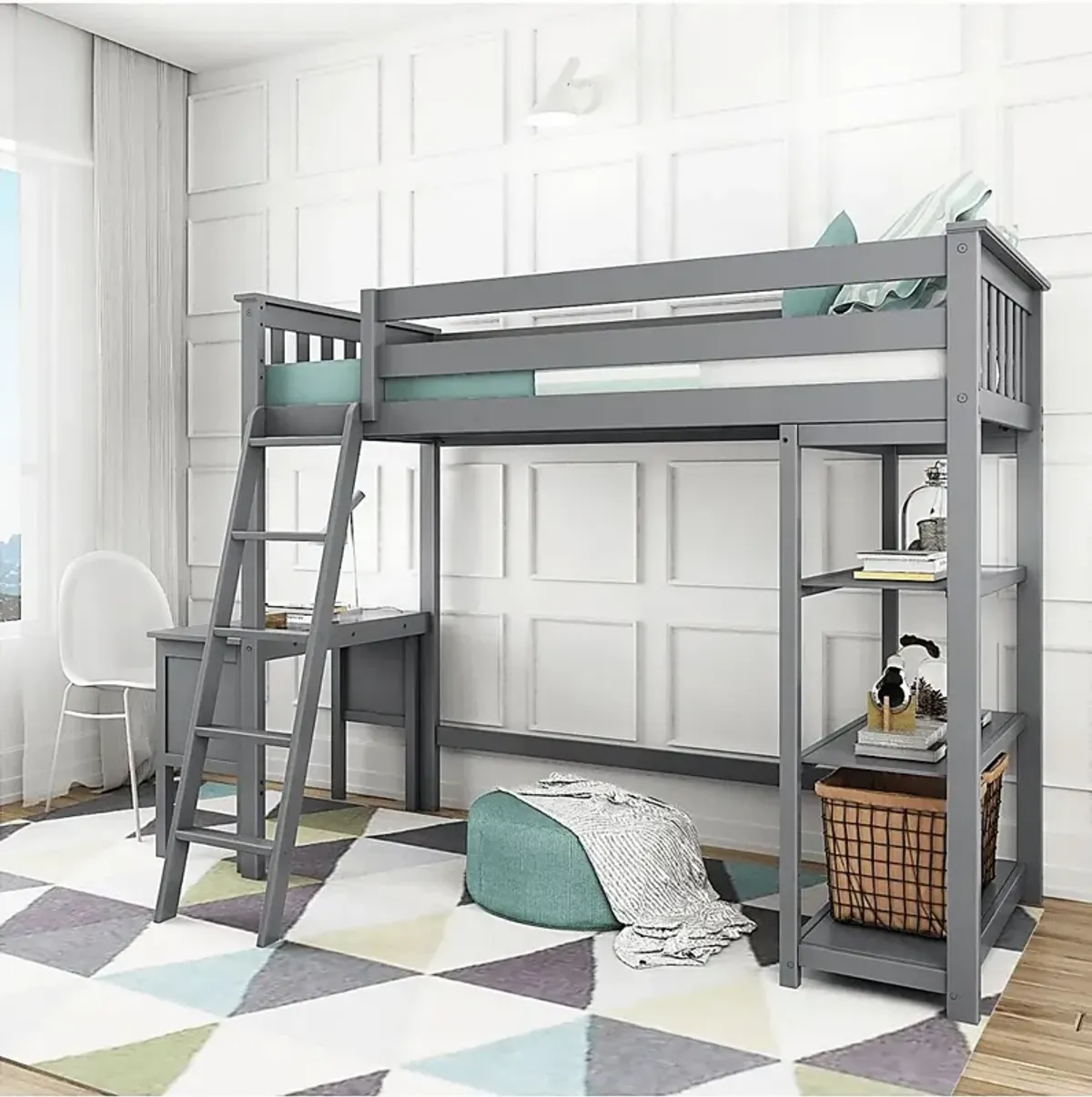 Kids Bentonbrook Gray Twin High Loft Bed