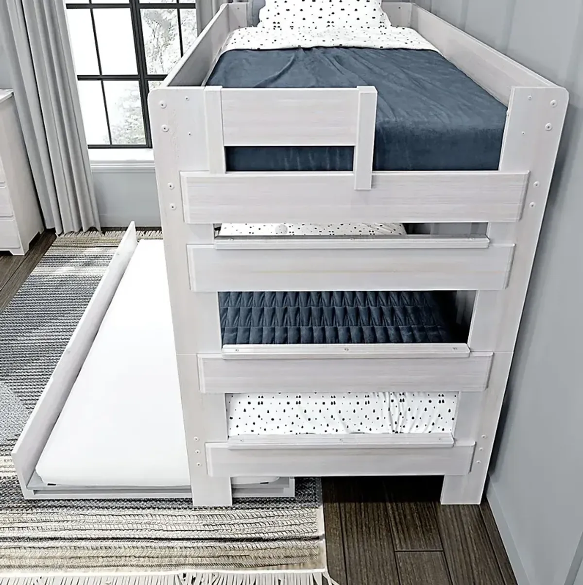 Kids Eastwick White Twin/Twin Bunk Bed with Trundle