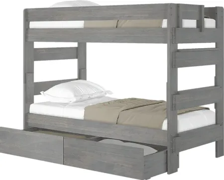 Kids Eastwick Gray Twin/Twin Bunk Bed with Storage Drawers