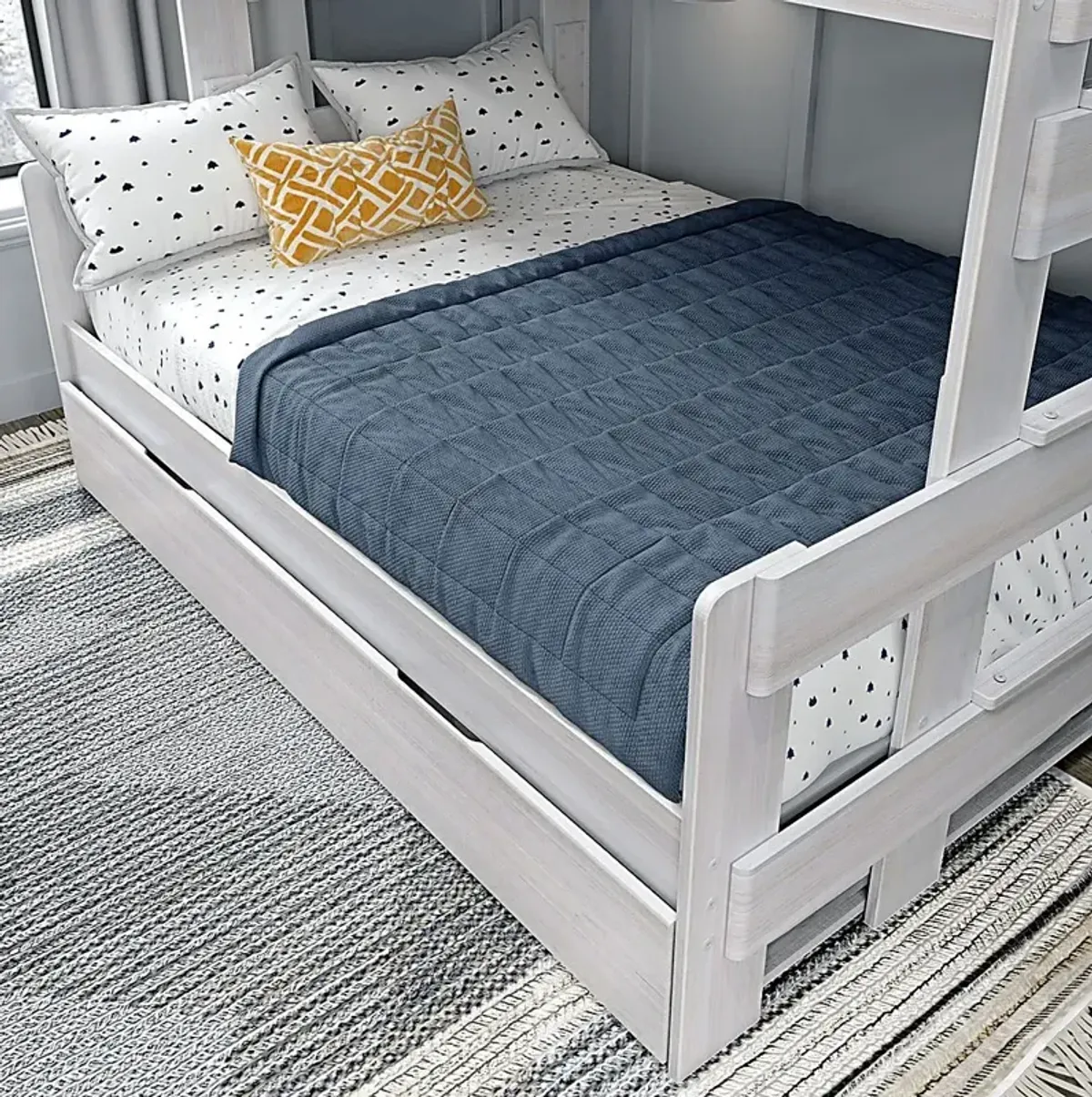 Kids Eastwick White Twin/Full Bunk Bed with Trundle