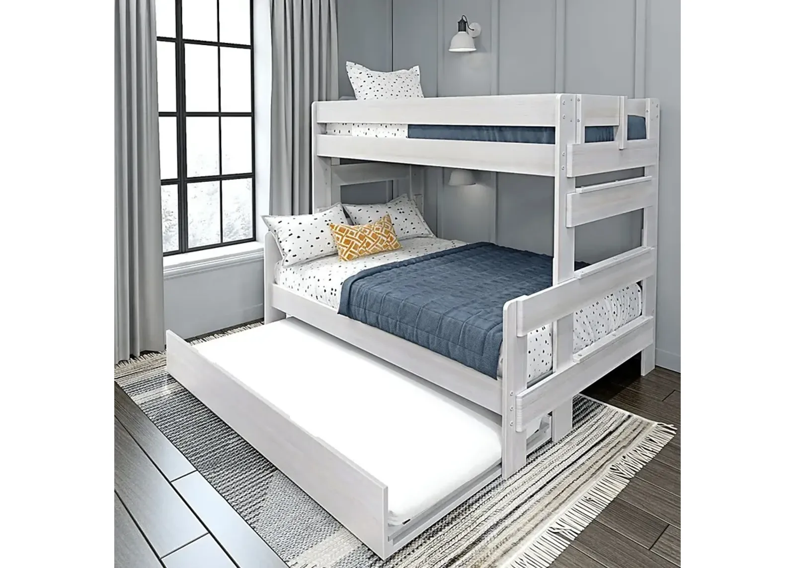 Kids Eastwick White Twin/Full Bunk Bed with Trundle