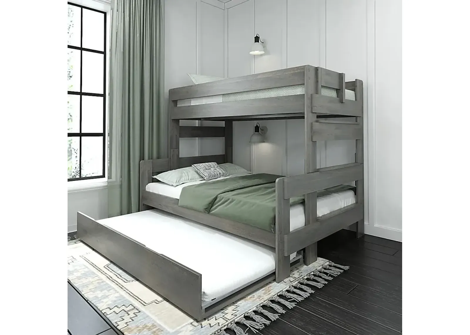 Kids Eastwick Gray Twin/Full Bunk Bed with Trundle