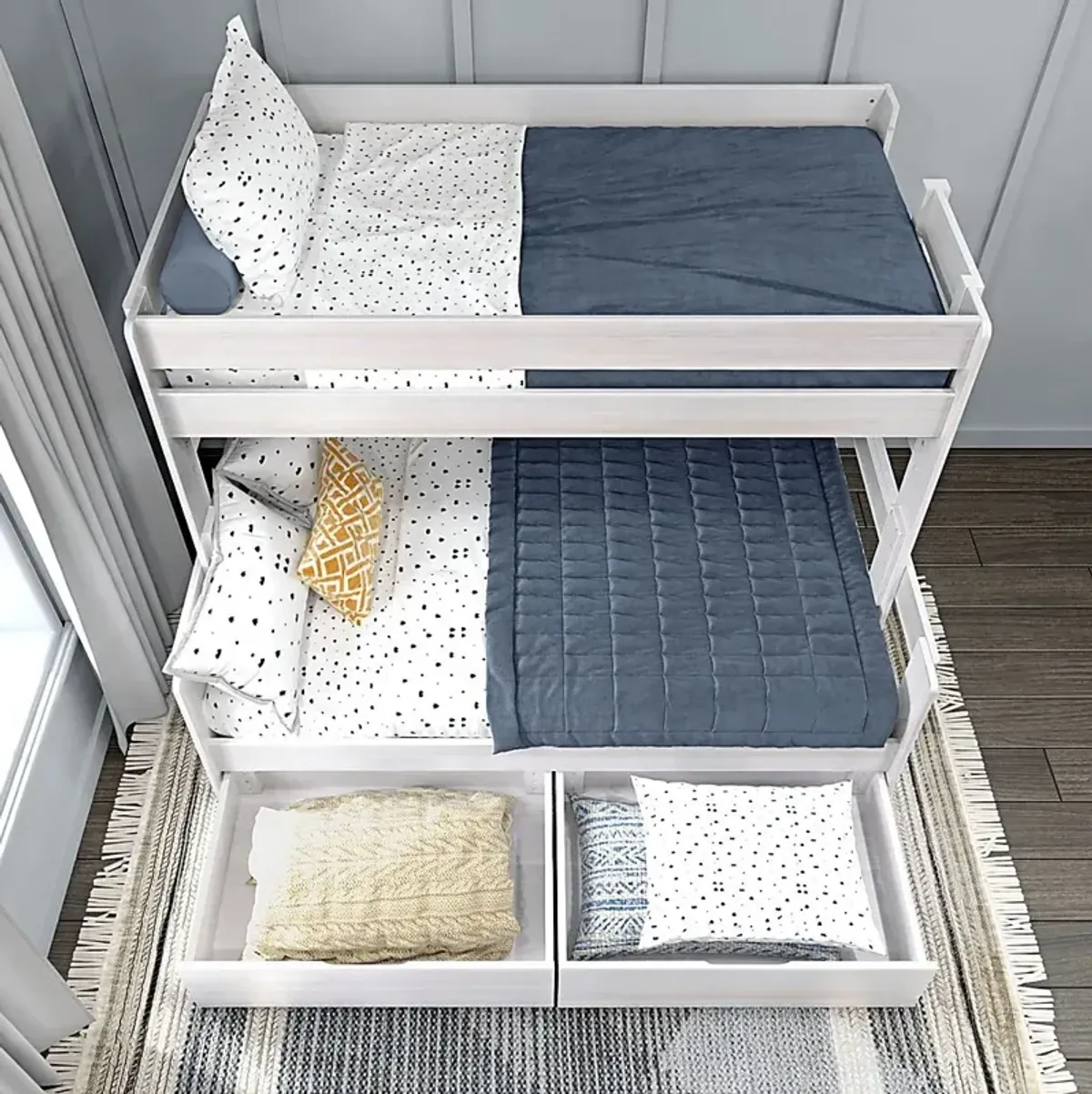 Kids Eastwick White Twin/Full Bunk Bed with Storage Drawers