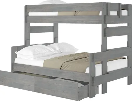 Kids Eastwick Gray Twin/Full Bunk Bed with Storage Drawers