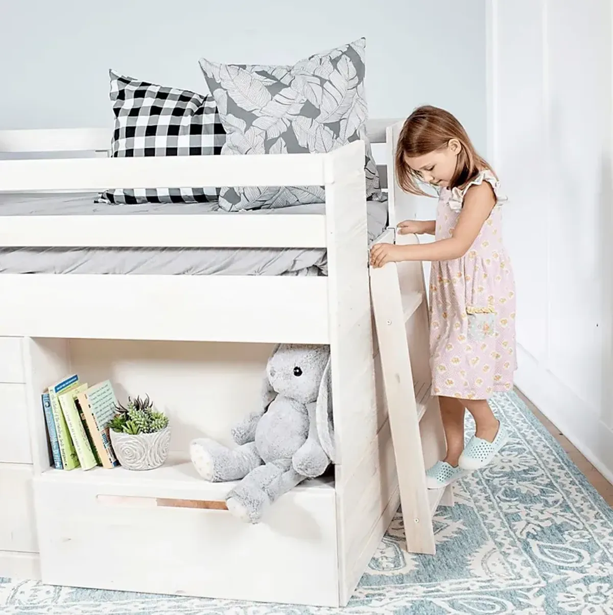 Kids Edenberry White Twin Loft Bed with 1 Drawer