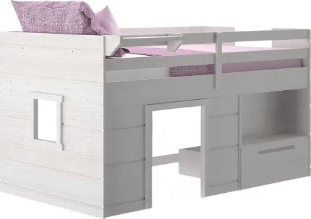 Kids Edenberry White Twin Loft Bed with 1 Drawer