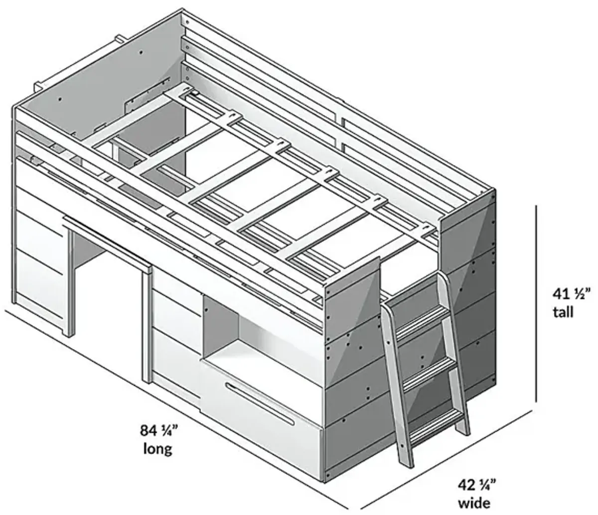 Kids Edenberry White Twin Loft Bed with 1 Drawer