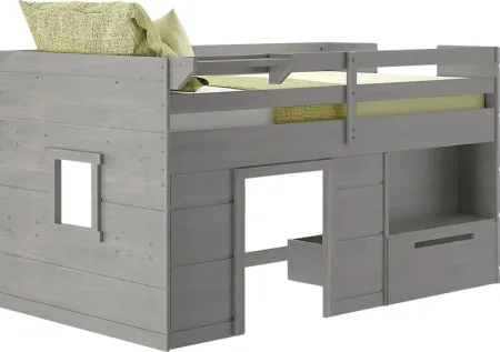 Kids Edenberry Gray Twin Loft Bed with 1 Drawer