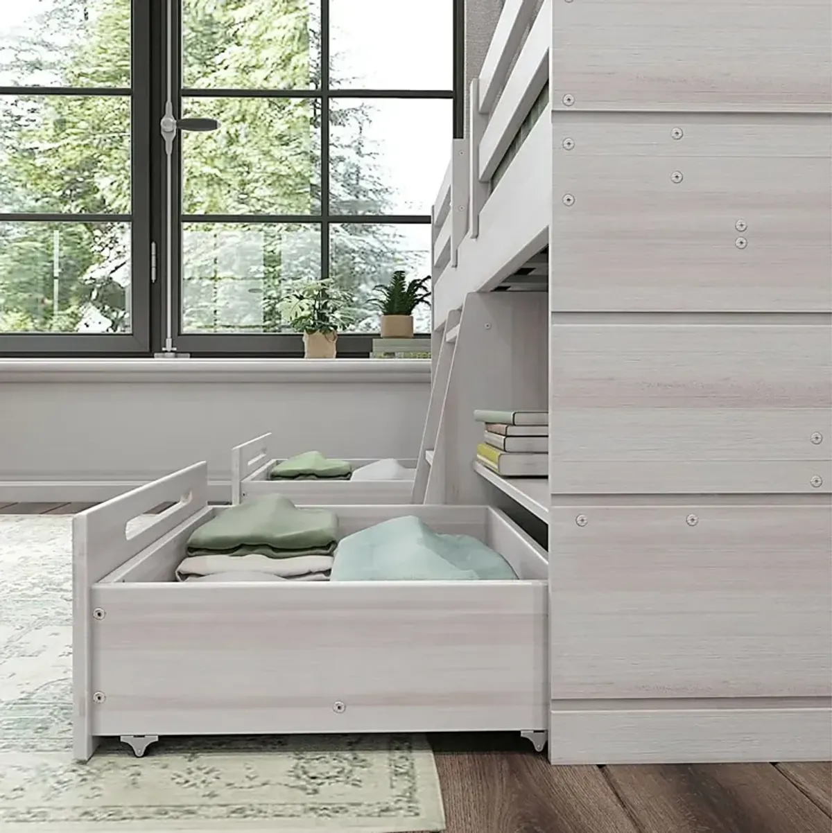 Kids Edenberry White Twin Loft Bed with 2 Drawers