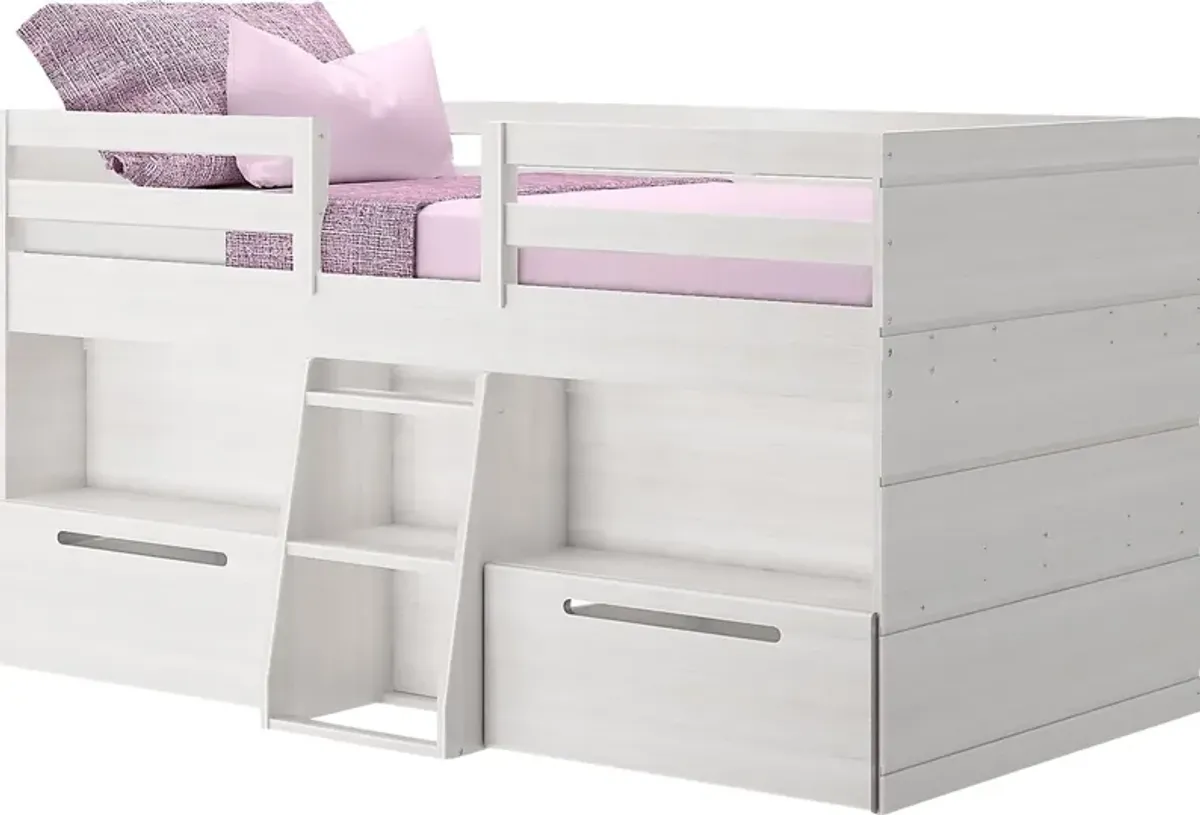 Kids Edenberry White Twin Loft Bed with 2 Drawers