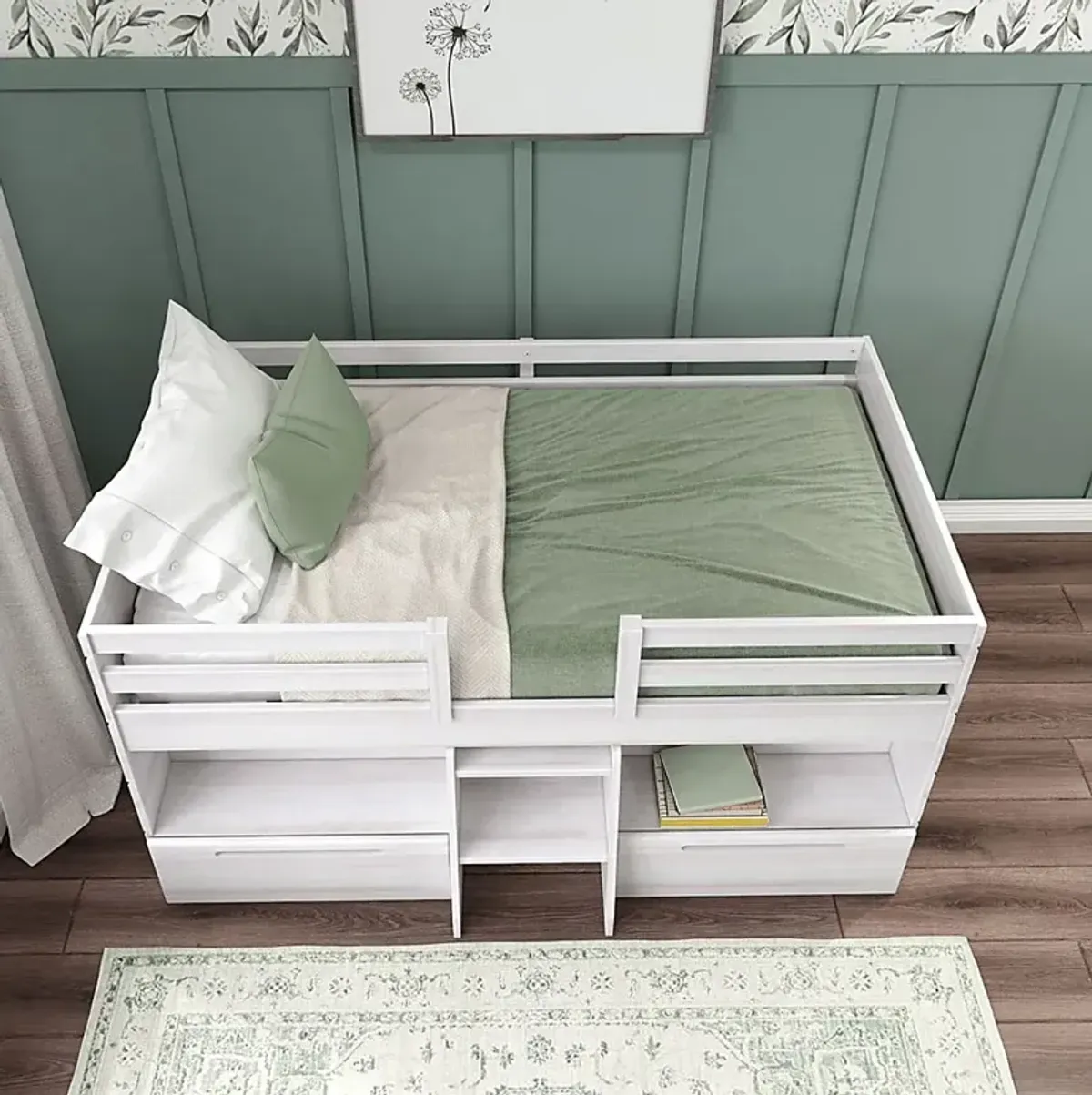 Kids Edenberry White Twin Loft Bed with 2 Drawers