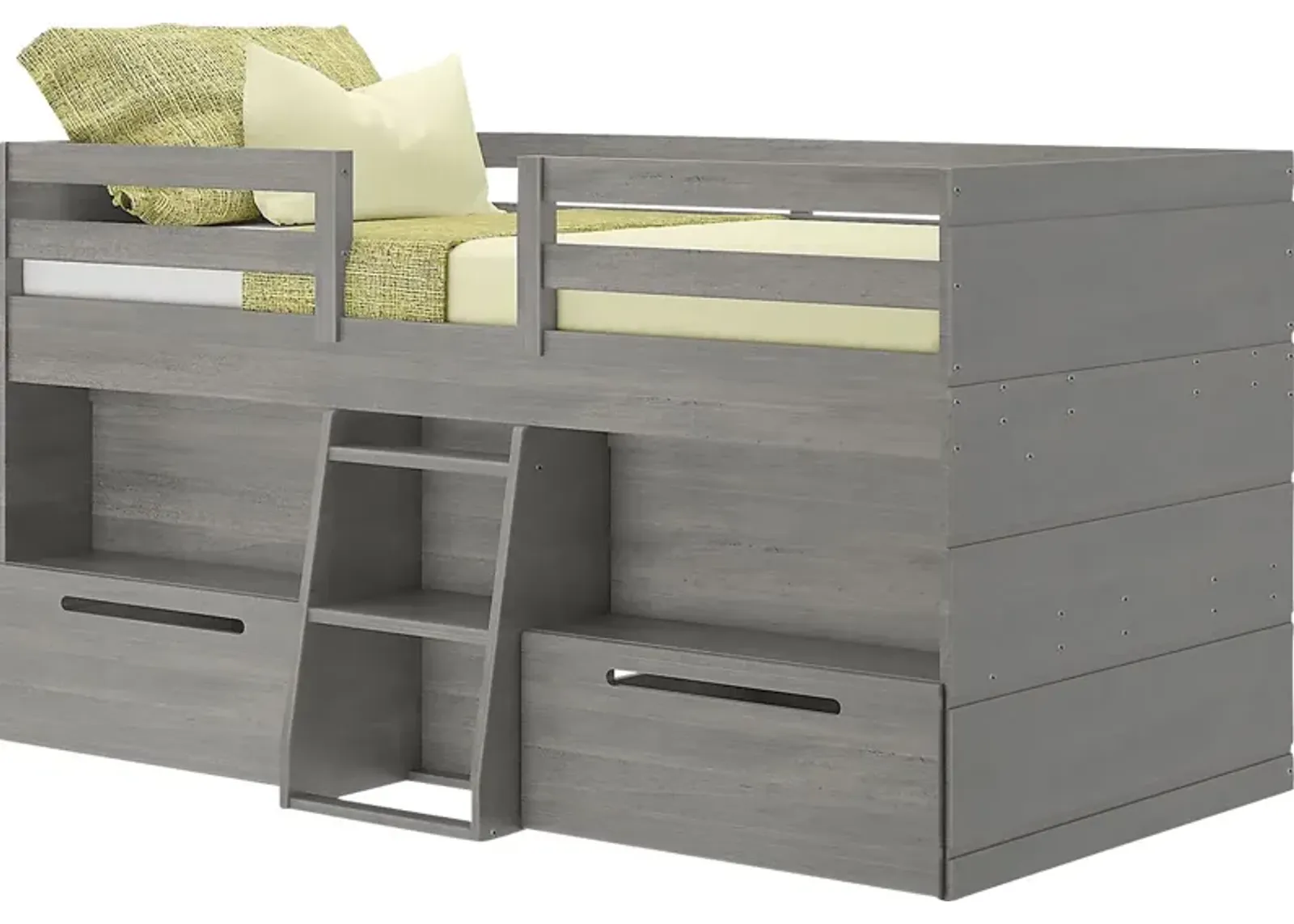 Kids Edenberry Gray Twin Loft Bed with 2 Drawers