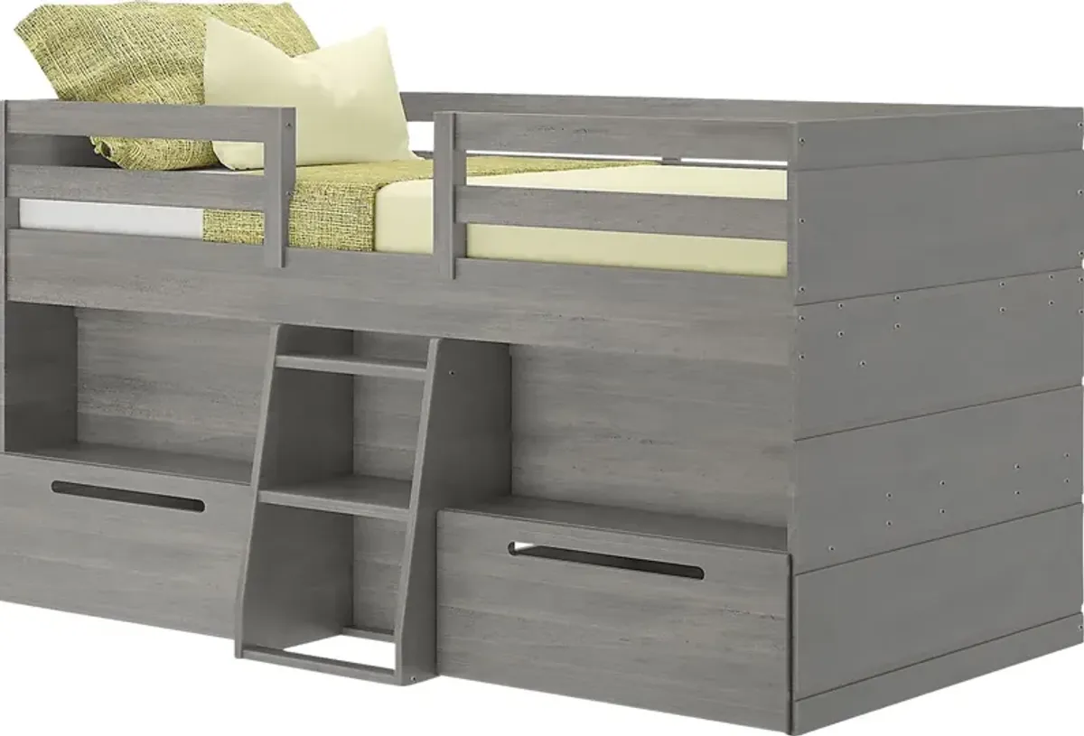 Kids Edenberry Gray Twin Loft Bed with 2 Drawers