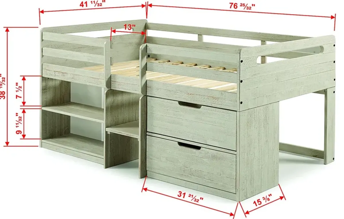 Blanchard Gray Twin Low Loft Bed