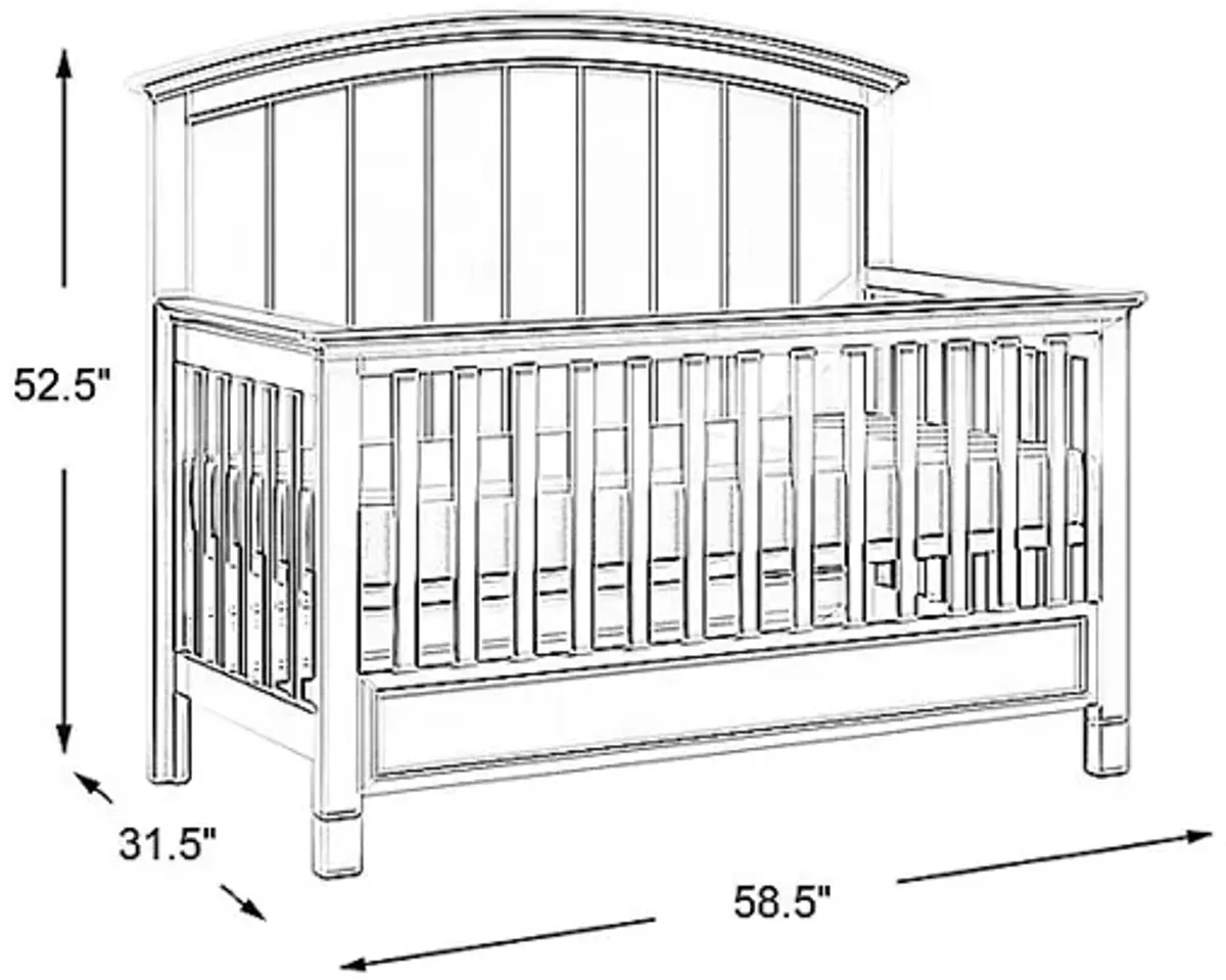 Kids Cottage Colors White Convertible Crib