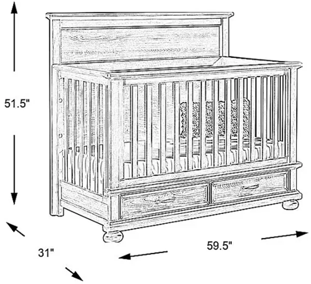 Kids Woodland Adventures Classic Gray Convertible Crib