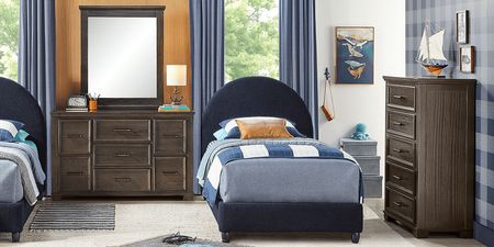 Kids Canyon Lake Java 5 Pc Bedroom with Moonstone Navy Queen Upholstered Bed