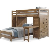 Kids Creekside 2.0 Chestnut Twin/Twin Step Loft with Loft Chest and Desk Attachment