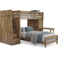 Kids Creekside 2.0 Chestnut Twin/Twin Step Loft with Loft Chest and Desk Attachment