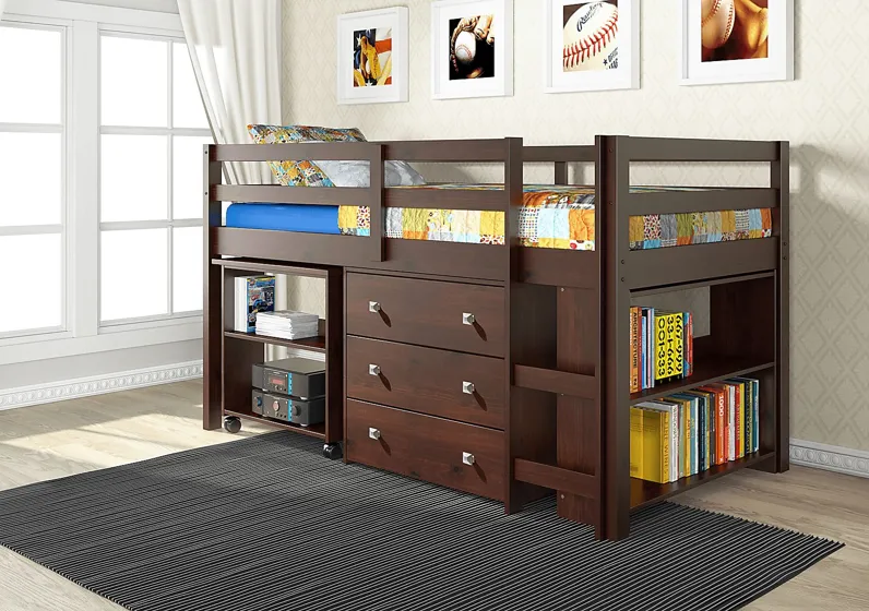 McVay Brown Twin Low Loft Bed