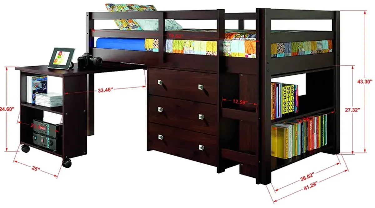 McVay Brown Twin Low Loft Bed