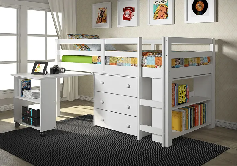 McVay White Twin Low Loft Bed