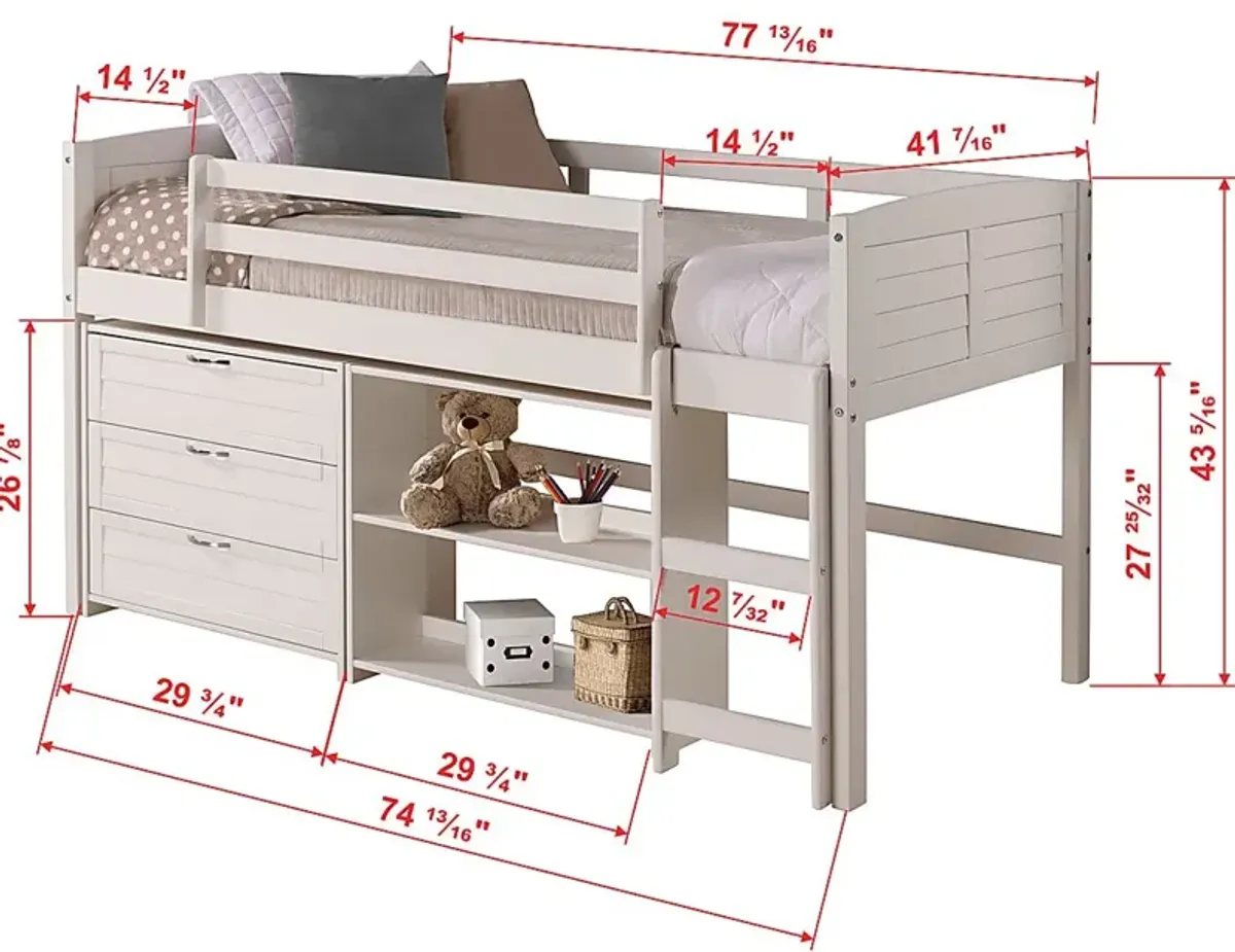 Milmarson White Twin Loft Bed