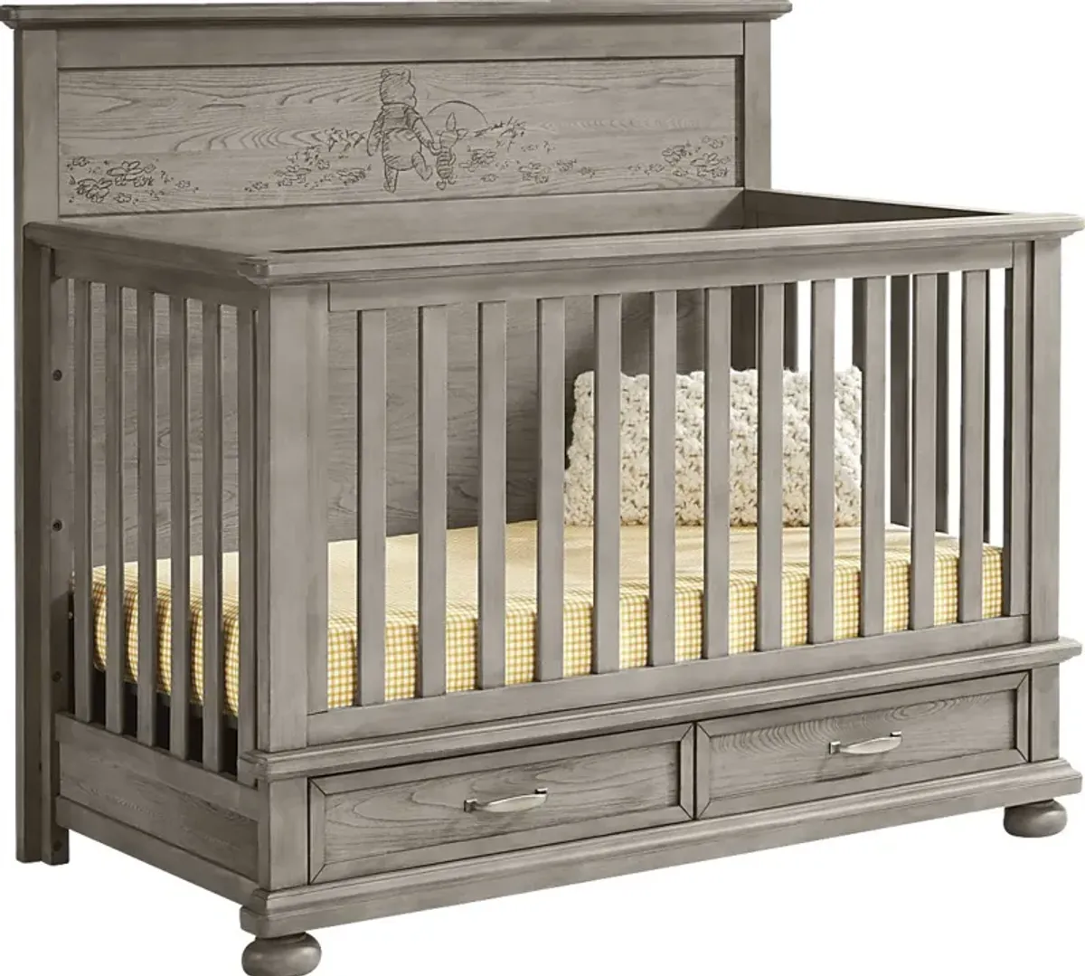 Disney Baby Woodland Adventures with Winnie the Pooh Classic Gray 5 Pc Nursery with Conversion Rails