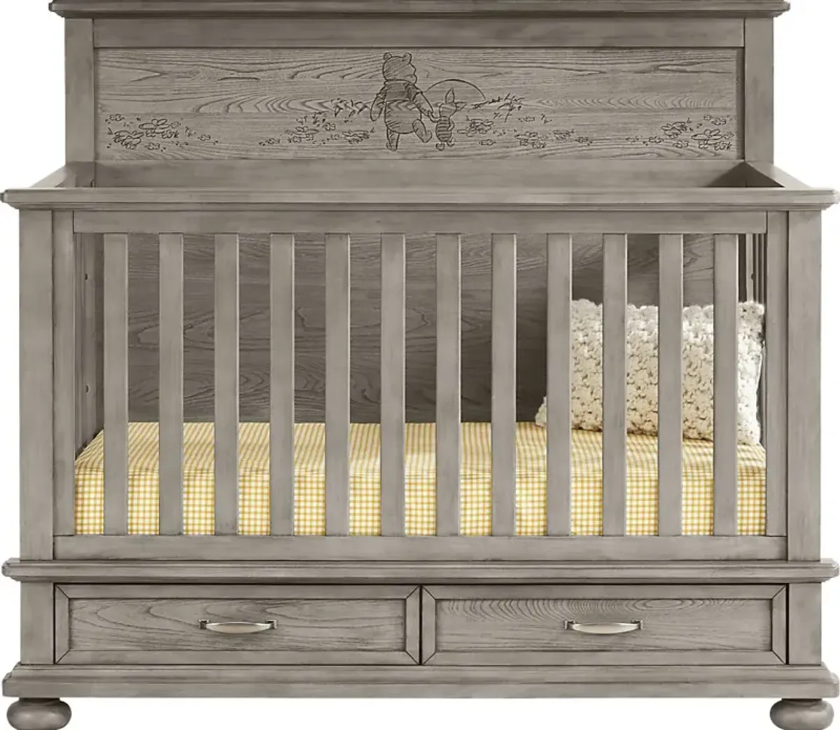 Disney Baby Woodland Adventures with Winnie the Pooh Classic Gray 5 Pc Nursery with Conversion Rails