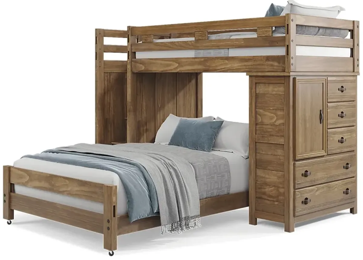 Kids Creekside 2.0 Chestnut Twin/Full Step Loft with Loft Chest