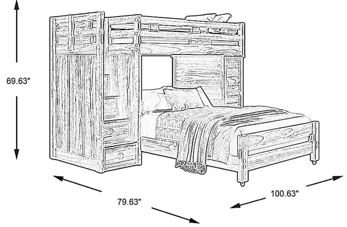 Kids Creekside 2.0 Chestnut Twin/Full Step Loft with Loft Chest