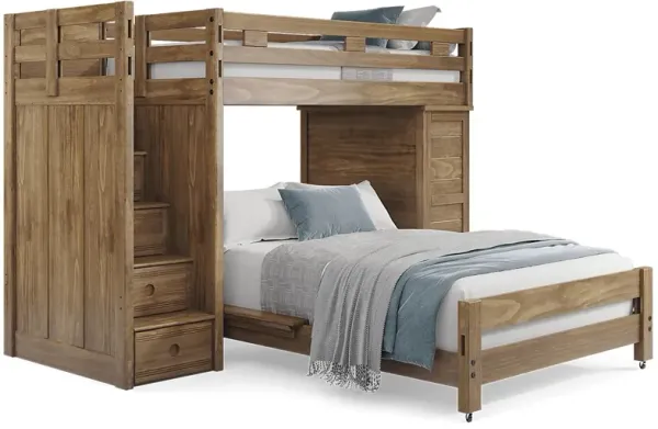 Kids Creekside 2.0 Chestnut Twin/Full Step Loft with Loft Chest