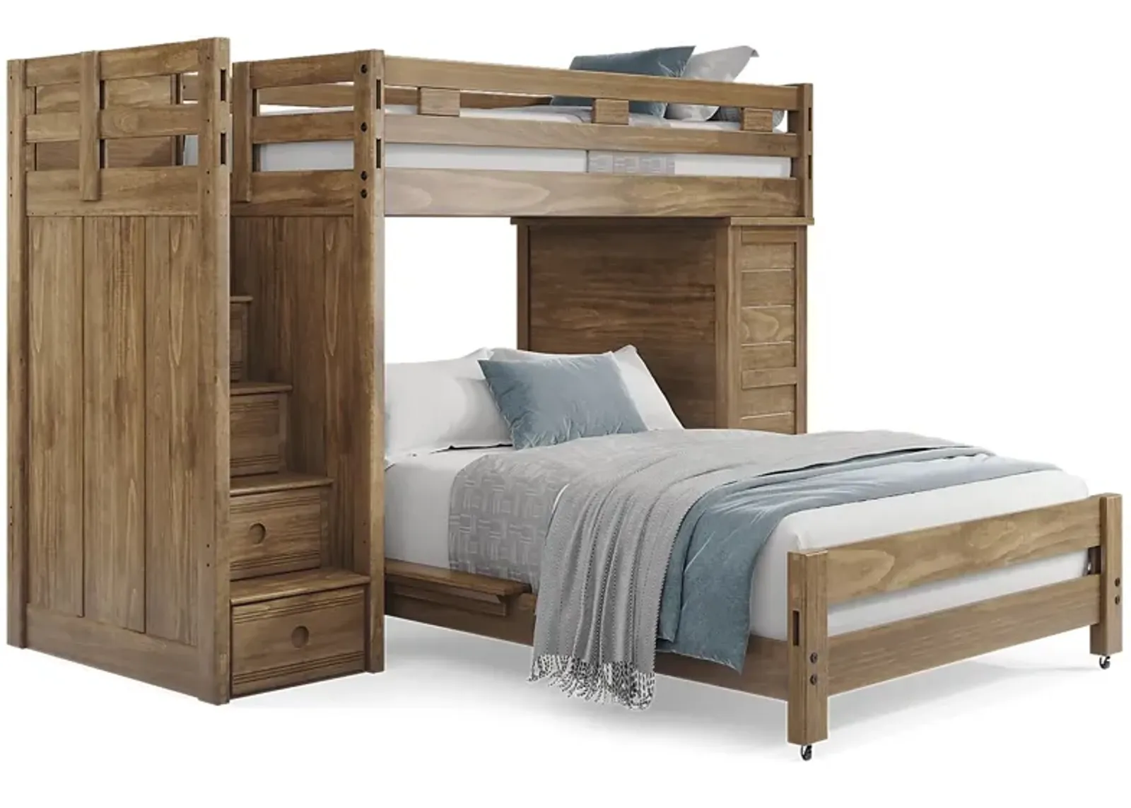 Kids Creekside 2.0 Chestnut Twin/Full Step Loft with Loft Chest