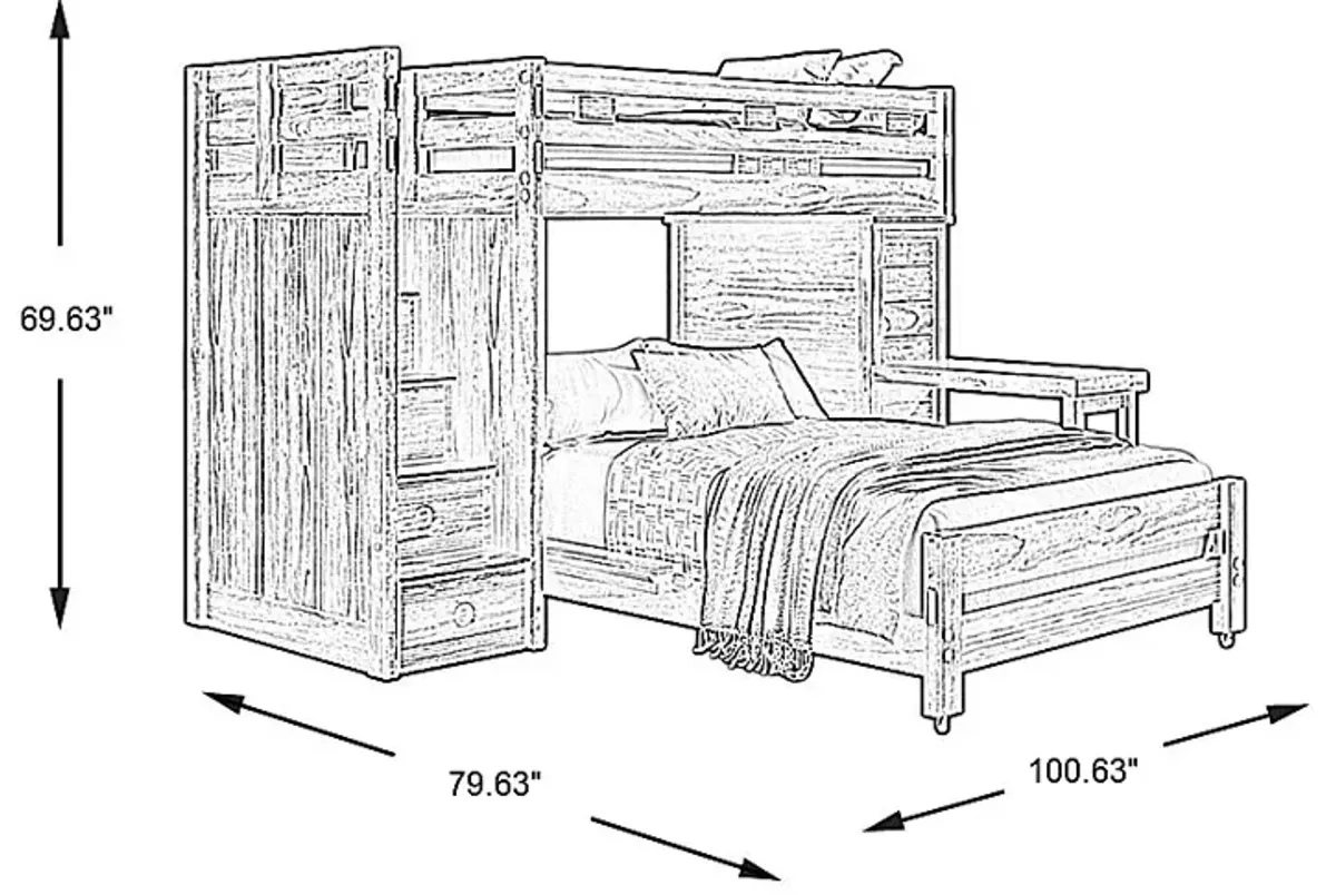 Kids Creekside 2.0 Charcoal Twin/Full Step Loft with Loft Chest and Desk Attachment
