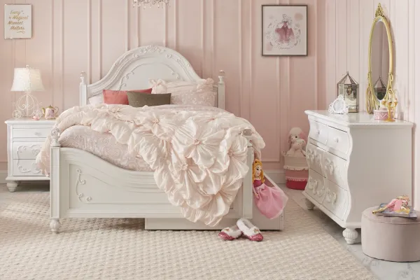 Disney Princess Sparkle White Full Panel Bedroom