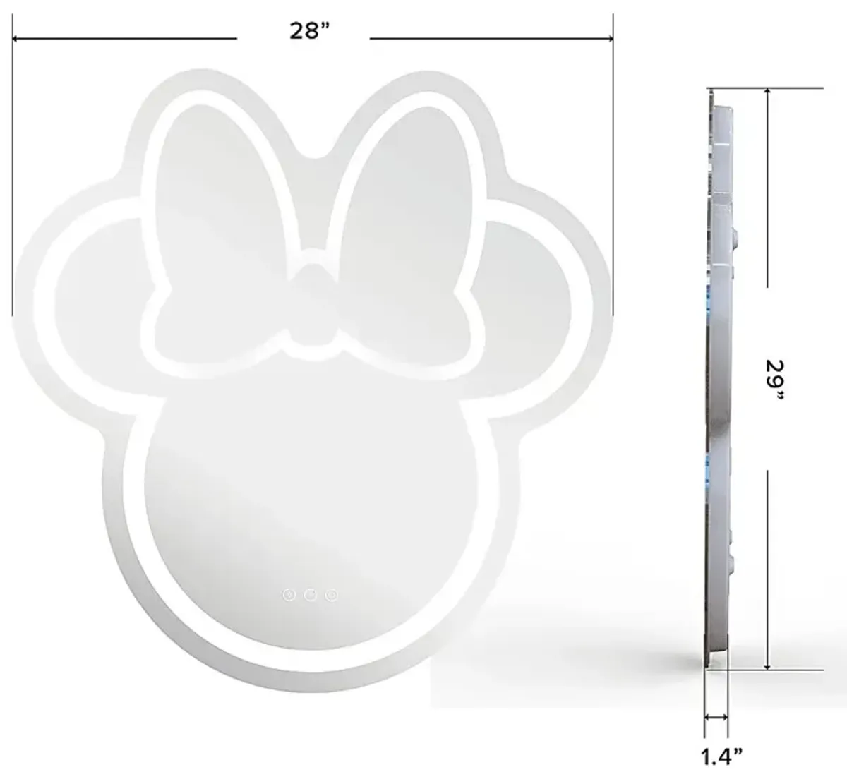 Kids Minnie Mouse White LED Wall Mirror