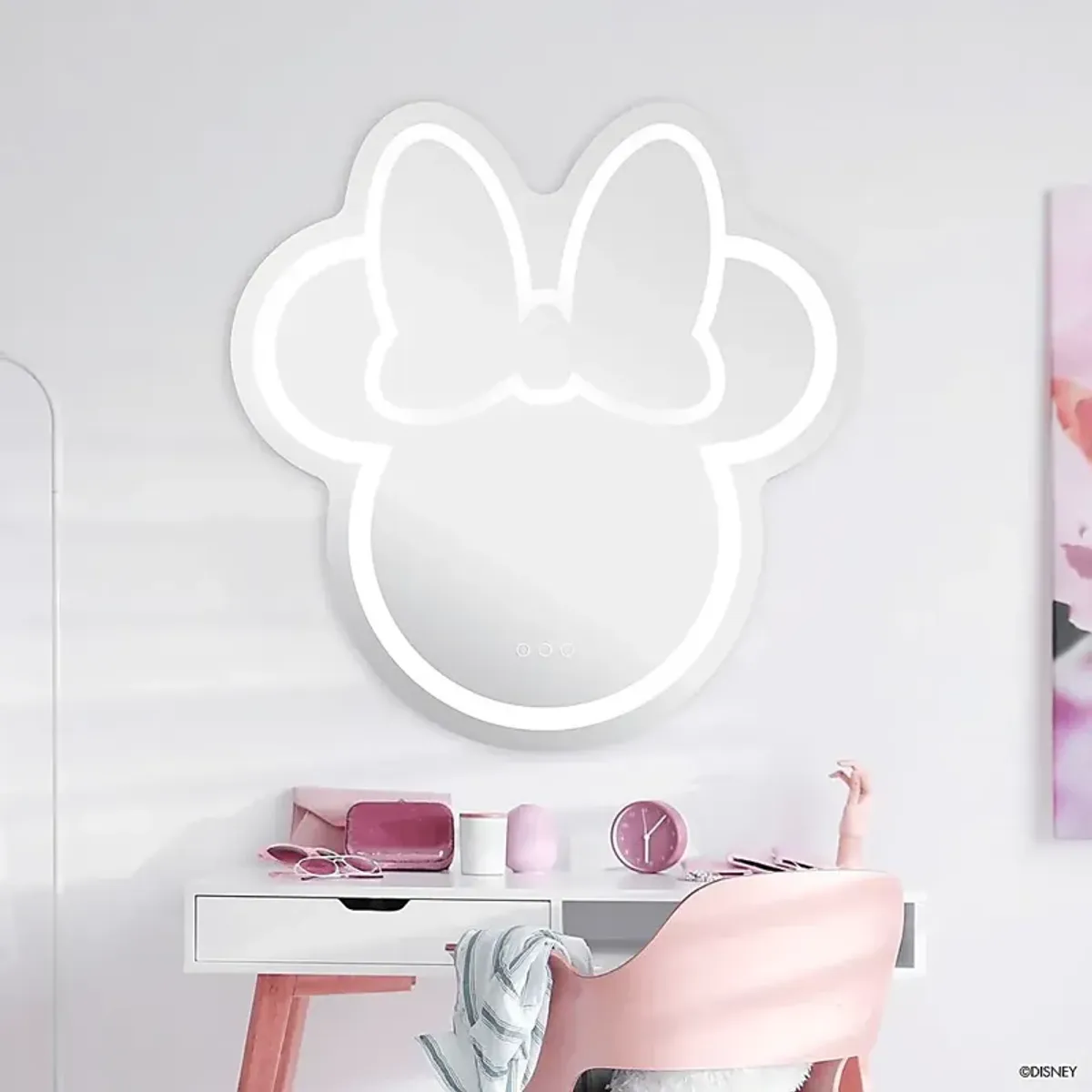 Kids Minnie Mouse White LED Wall Mirror