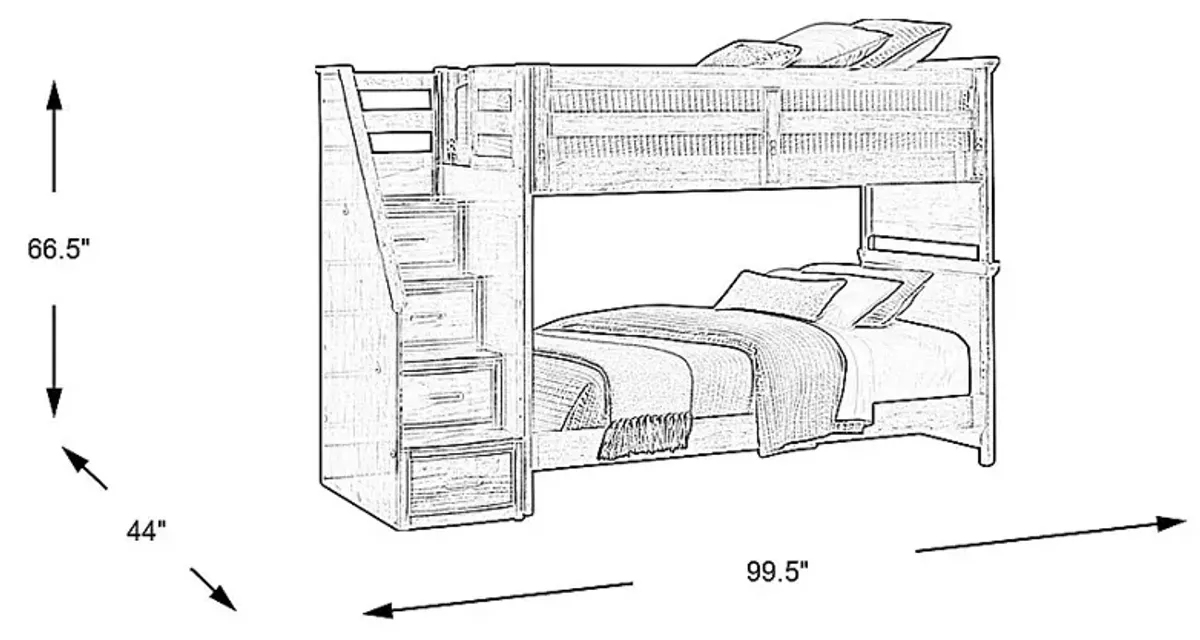 Kids Santa Cruz Brown Cherry Twin/Twin Step Bunk Bed