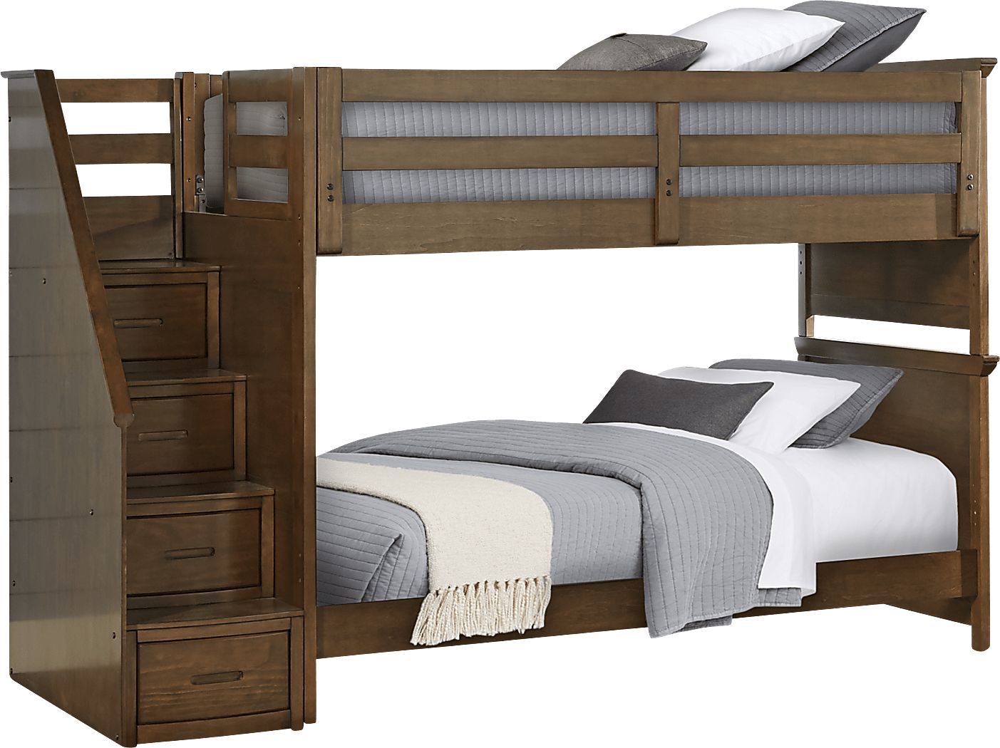 Kids Santa Cruz Brown Cherry Twin/Twin Step Bunk Bed