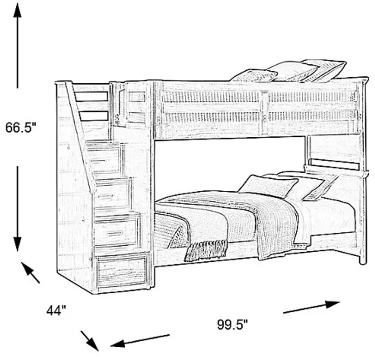 Santa Cruz Gray Twin/Twin Step Bunk Bed