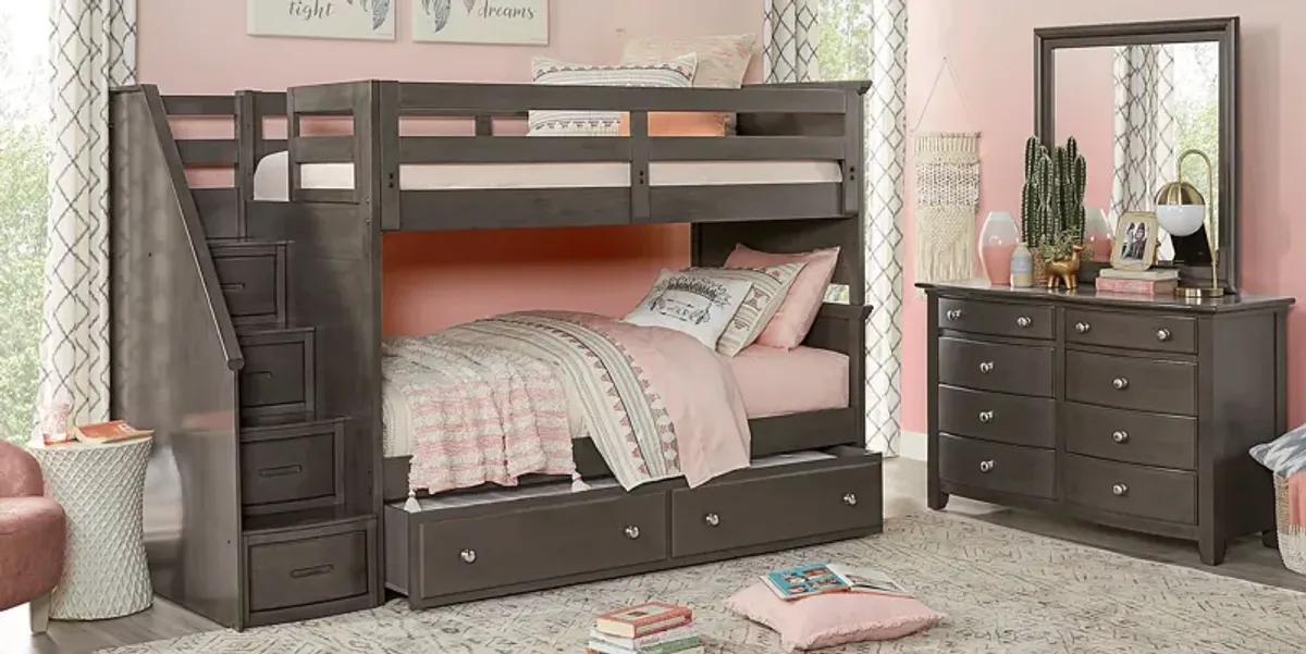 Santa Cruz Gray Twin/Twin Step Bunk Bed